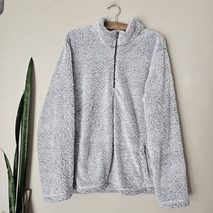 GEORGE | Grey Fluffy Teddy Quarter Zip Sweatshirt